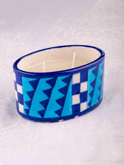 Blue Pottery Scented Candle Holder Assorted Colour